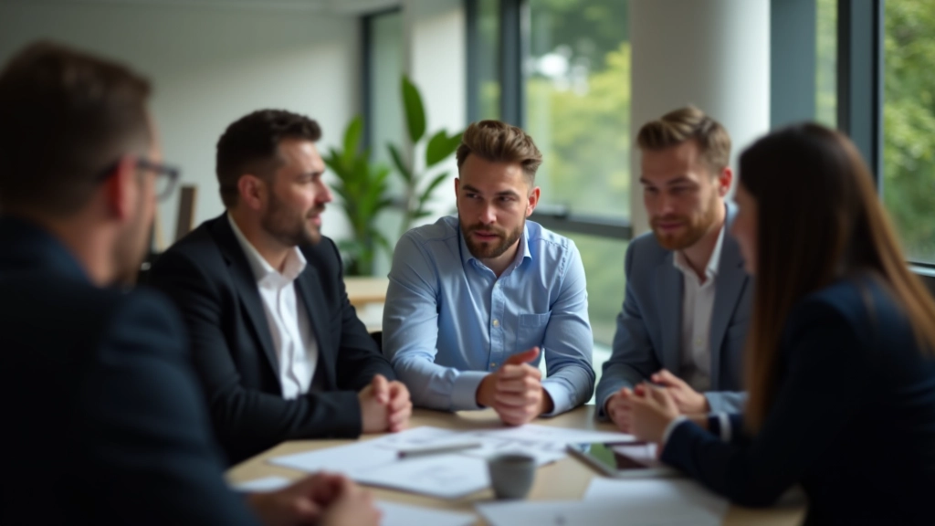 Komanda diskutuoja apie finansų strategiją